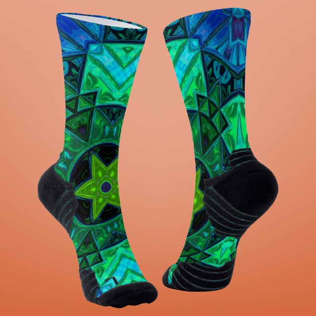 Calcetines Mandala azul y verde (Subido por el creador)