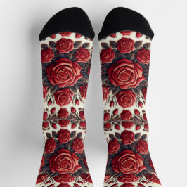 Calcetines Mandala de Rosa Roja Elegante