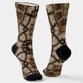 Calcetines Mandalá de Vidrio Emplomado Ornamental Marrón y Ve