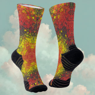 Calcetines Mandala digital Amarillo rojo y negro