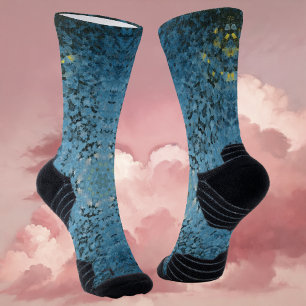 Calcetines Mandala digital azul y amarillo