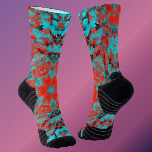 Calcetines Mandala digital rojo y azul