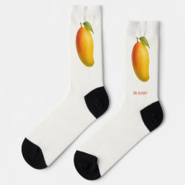 Calcetines Mango Grande, Fruta Dulce y Nombre sobre Blanco