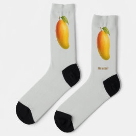 Calcetines Mango Grande, Fruta Dulce y Nombre sobre Gris