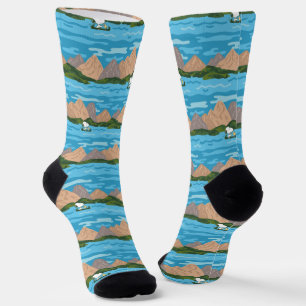 Calcetines Maní Patrón de carreras de canoas Snoopy & Woods