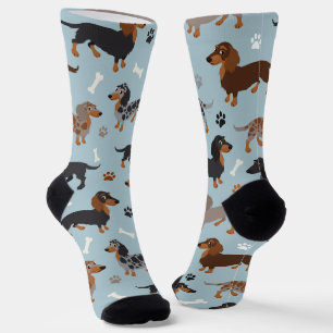 Calcetines Manos de Dachshund de cabello largo y zócalos de p