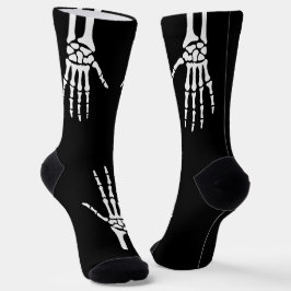 Calcetines Manos de esqueleto sobre negro espeluznante Hallow