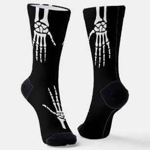 Calcetines Manos de esqueleto sobre negro espeluznante Hallow