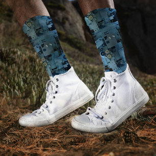 Calcetines Máquina azul Mecánica Robótica Funny Guay Geeky