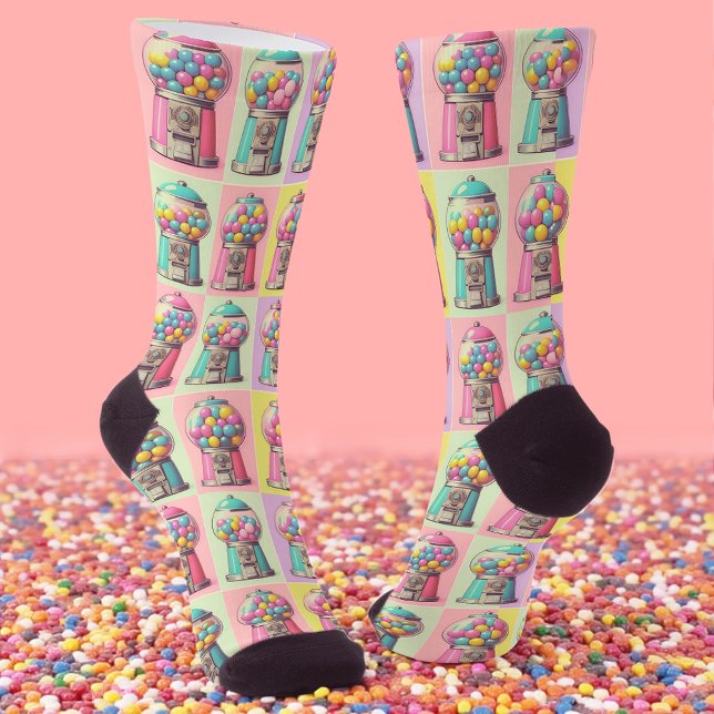 Calcetines Máquina Retro Bubblegum (Retro vintage gumball pattern on socks)
