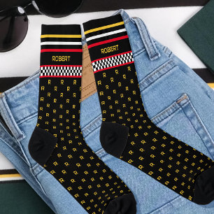 Calcetines Marca de verificación Personalizado Monograma Nomb