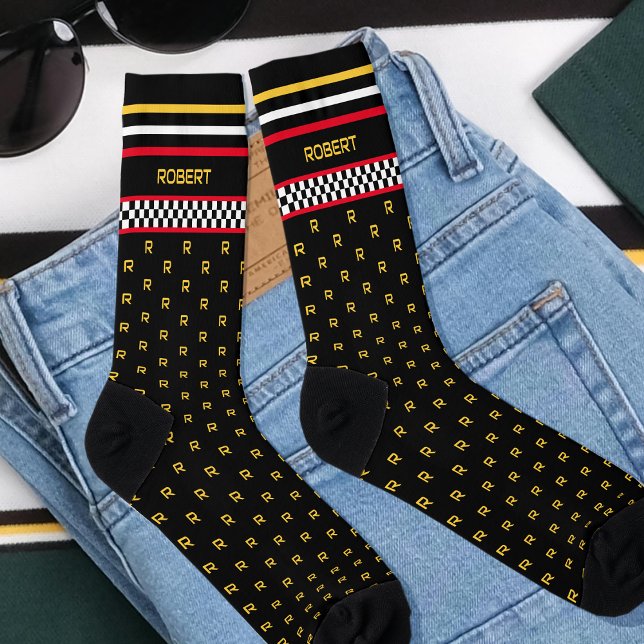 Calcetines Marca de verificación Personalizado Monograma Nomb (Subido por el creador)
