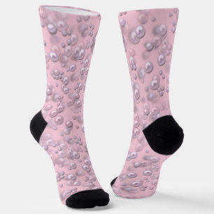 Calcetines Marcadores de perlas blancas en terciopelo rosa