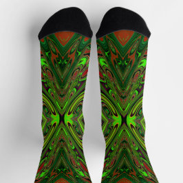 Calcetines Mariposa abstracta verde lima retro trippy