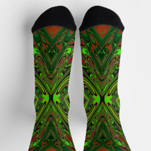 Calcetines Mariposa abstracta verde lima retro trippy