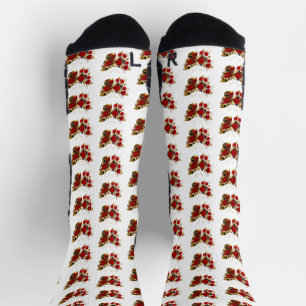 Calcetines Mariposa de flor roja con rosas rojas