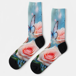 Calcetines Mariposa En Flor Rosa