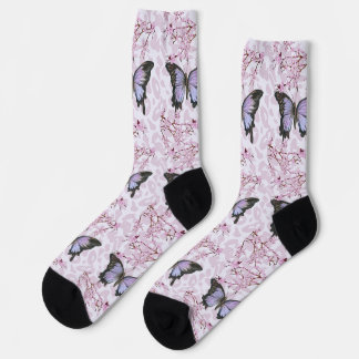 Calcetines mariposa y rosa