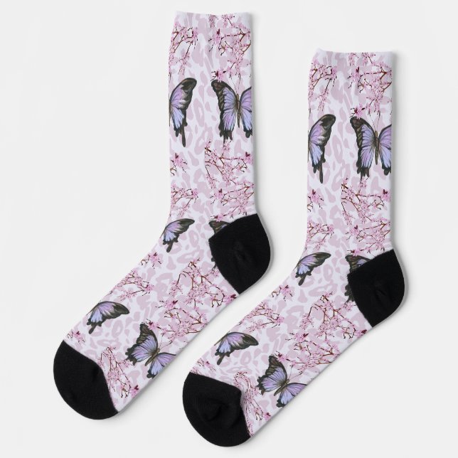 Calcetines mariposa y rosa (Izquierda)