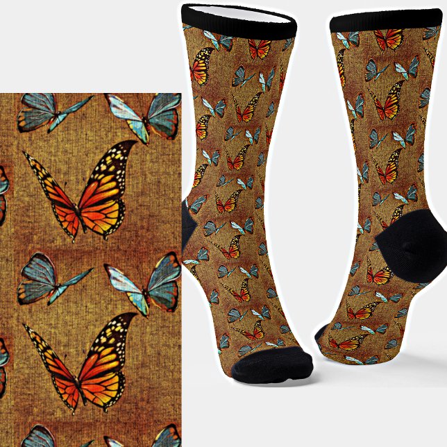 Calcetines Mariposas abstractas en Brown (Subido por el creador)