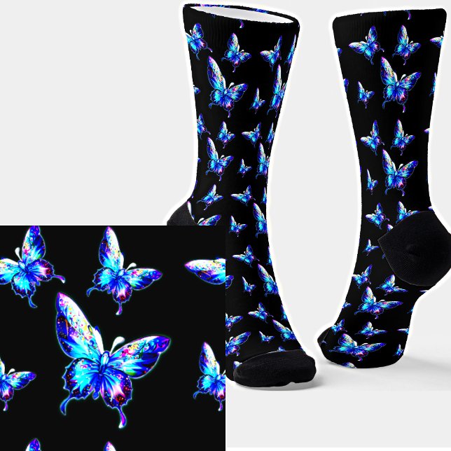 Calcetines Mariposas azules irlandesas en negro (Subido por el creador)