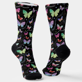 Calcetines Mariposas Brillantes Purple Elegantes