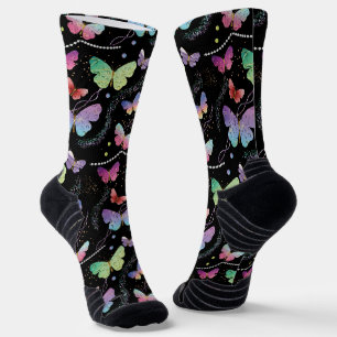 Calcetines Mariposas Brillantes Purple Elegantes