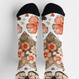 Calcetines Mariposas, corazones y flores