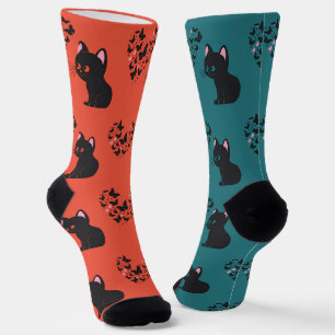 Calcetines Mariposas observadoras de gato negro