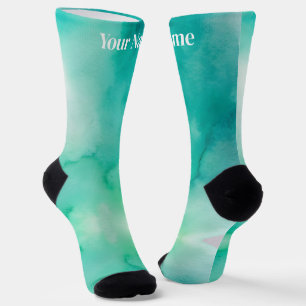 Calcetines Mármol azul verde azul turquesa   Nombre personali