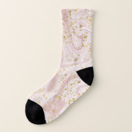 Calcetines Mármol blanco rosa remolino brillo dorado