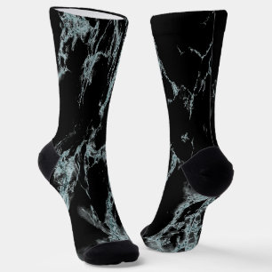 Calcetines Mármol con Veta Turquesa Claro y Negro