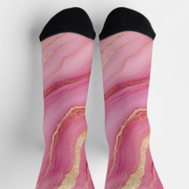 Calcetines Mármol rosa y dorado elegante