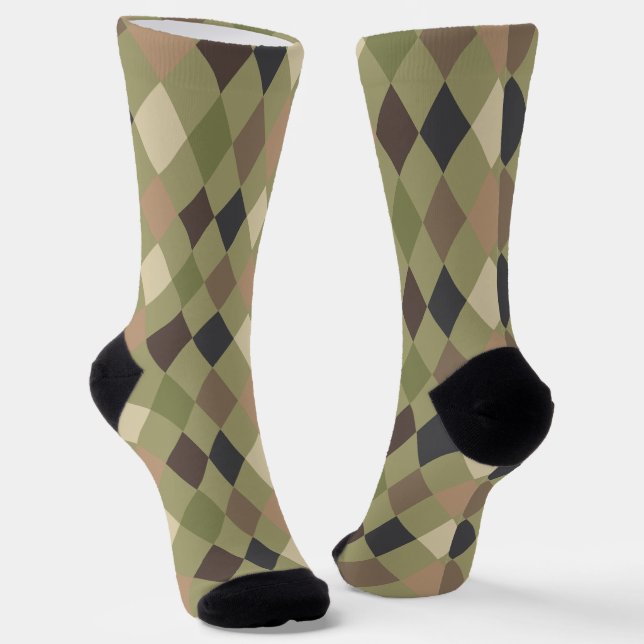 Calcetines Marrón verde de Camo Militar (Angular)