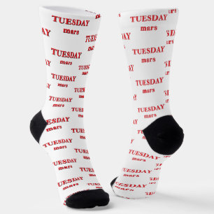 Calcetines Martes Días de la semana rojos