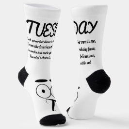 Calcetines Martes poema Socks - Moderno, divertido, blanco y