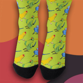 Calcetines Mascota de pájaro del Ringneck Green Parrot Patter