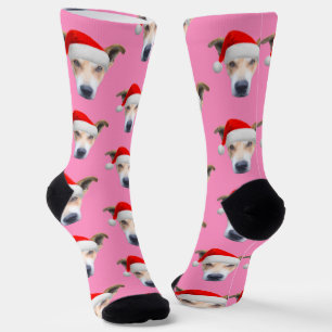 Calcetines Mascota de perro personalizado foto rosada