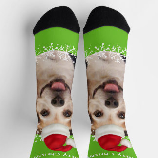 Calcetines Mascota lindo foto Santa Hat brillantes Navidades