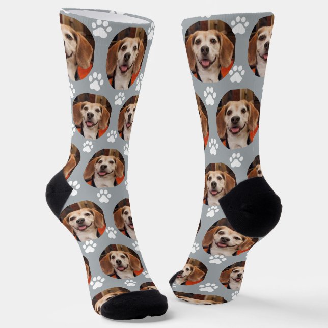 Calcetines Mascota lindo foto y pintura imprimen gris gato pe (Angular)