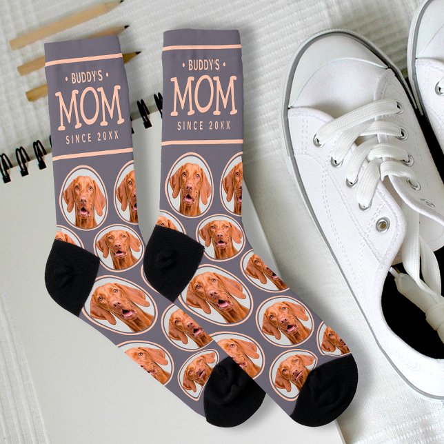 Calcetines Mascota Mamá Regalo Perro Patrón de fotografía gat (Dog Mom - Cat Mom Pet Photo Pattern Socks)