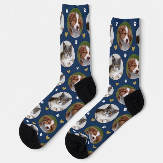 Calcetines Mascota personalizado 2 Imagen de la papelera azul (Izquierda)