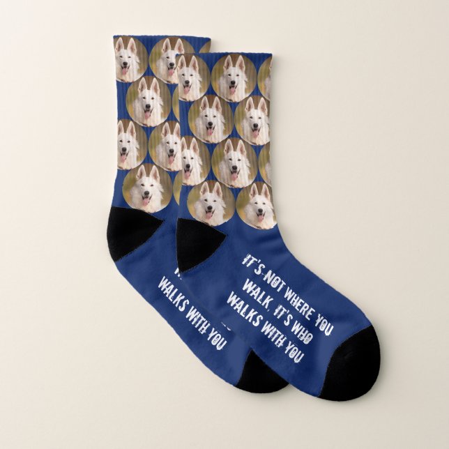 Calcetines Mascota personalizado Foto de perro azul (Par)