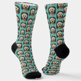 Calcetines Mascota personalizado foto Personalizado Verde azu