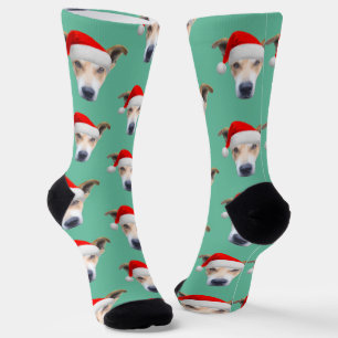 Calcetines Mascota personalizado Perro Face Foto Equipo Verde