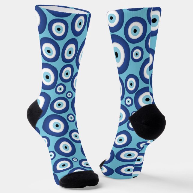 Calcetines Mati Mataki Griega - Patrón de ojos malvados de Ma (Angular)