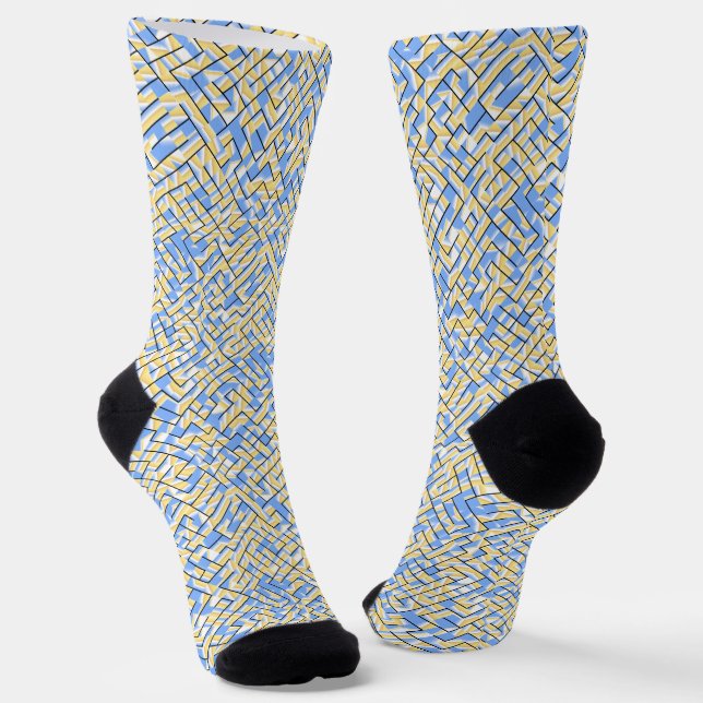 Calcetines Maze azul y amarillo (Angular)