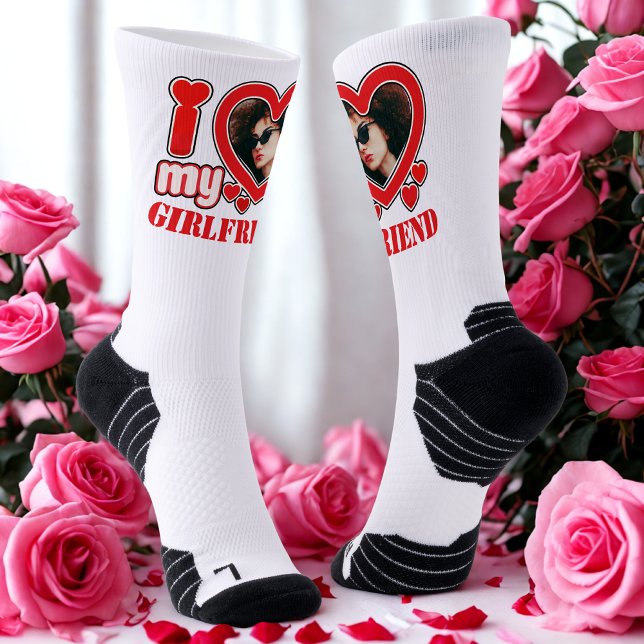 Calcetines Me encanta mi novia, texto de foto personalizado (Subido por el creador)