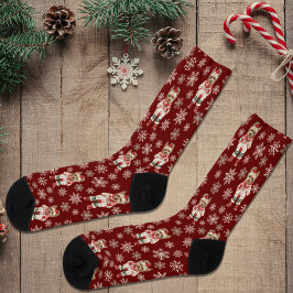 Calcetines Medias Burgundy de Invierno con Yorkshire Terrier 