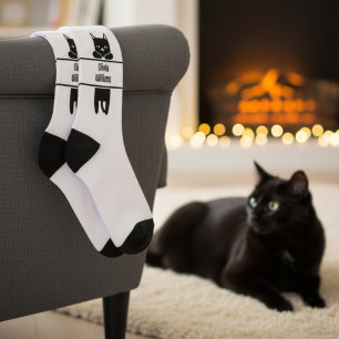Calcetines Medias con tripulación de adorable gato negro con 